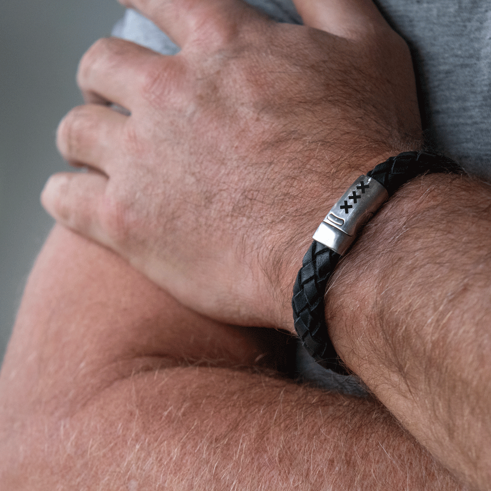 AMSTERDAM SIERAAD - Armband Leer Zwart